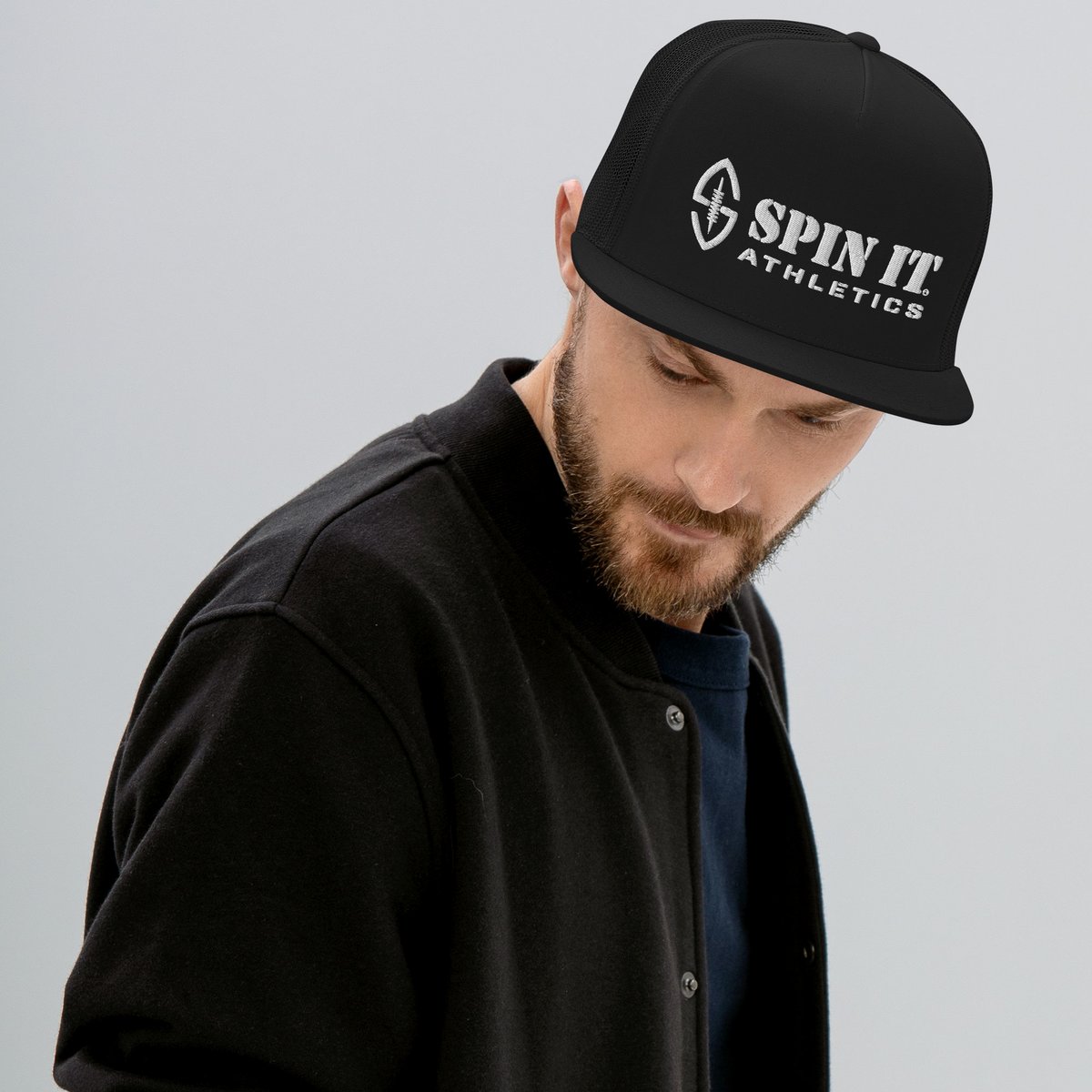 Spin It Black Flat Brim Hat - Living Easy®