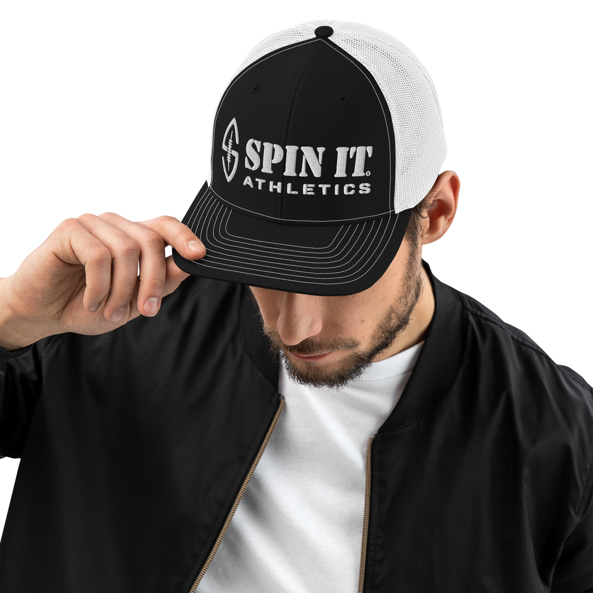 Spin It Black/White Trucker Hat - Living Easy®